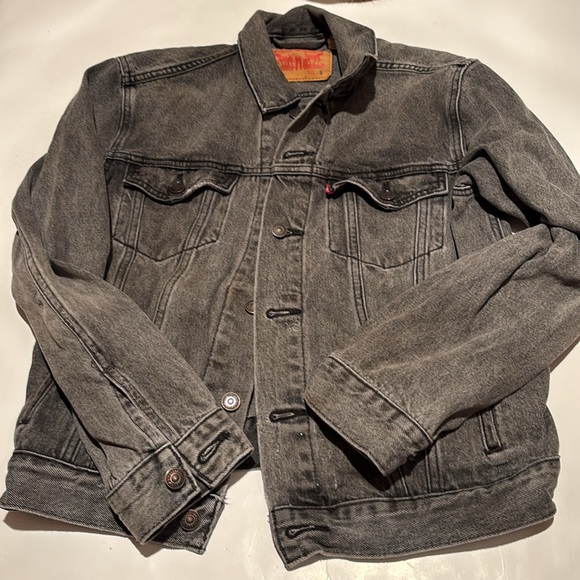 Levi's Men's Charcoal Denim Jean Jacket S vintage - Picture 2 of 13